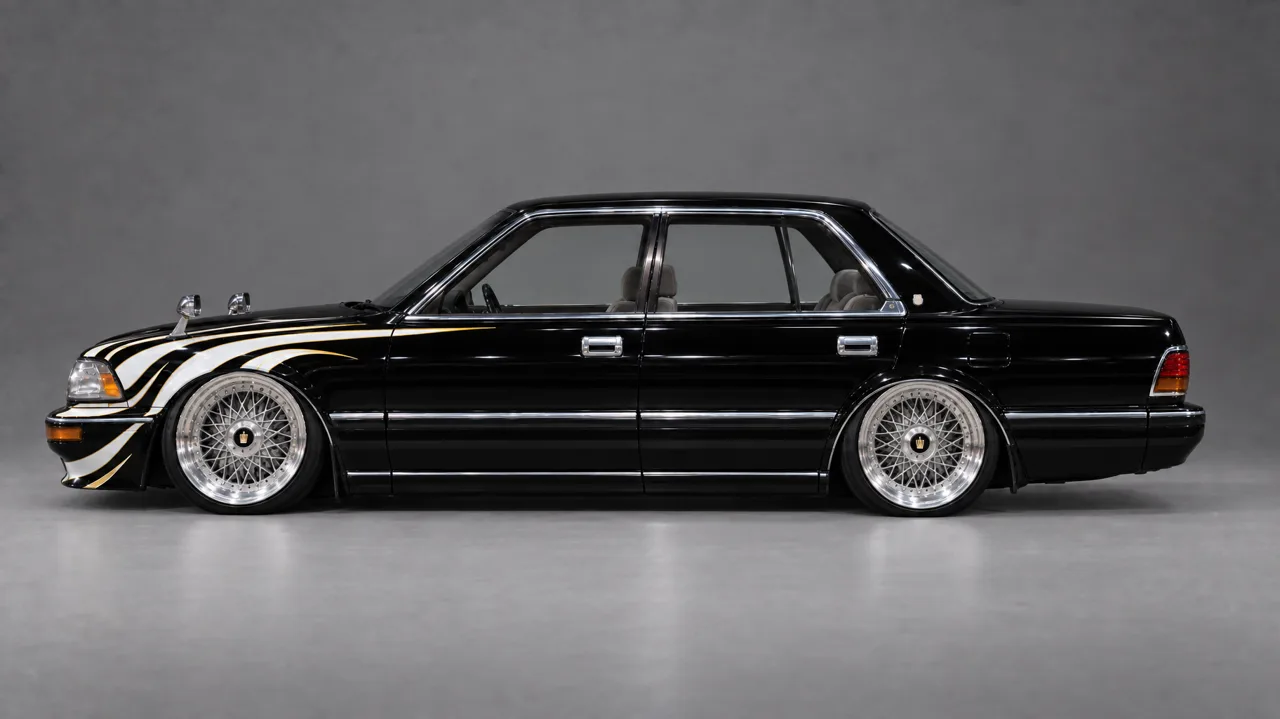 The three car references of the final take: rear three-quarter, side profile, and the nose seen from above.