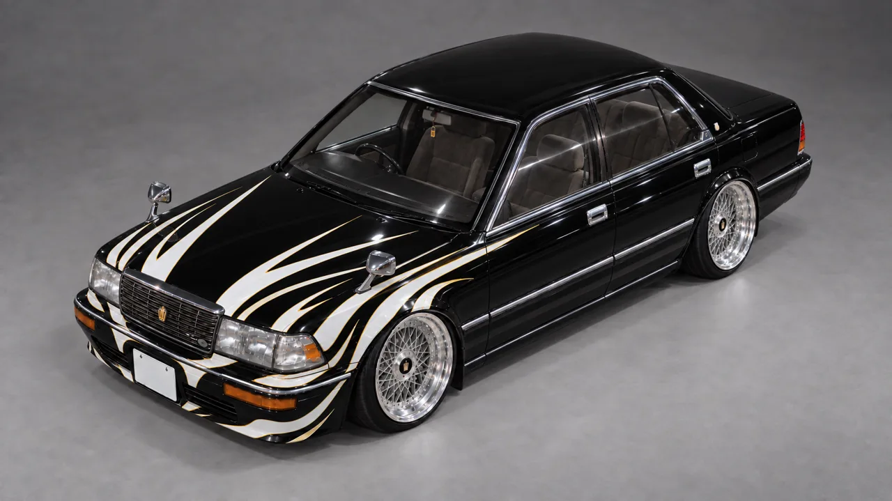The three car references of the final take: rear three-quarter, side profile, and the nose seen from above.