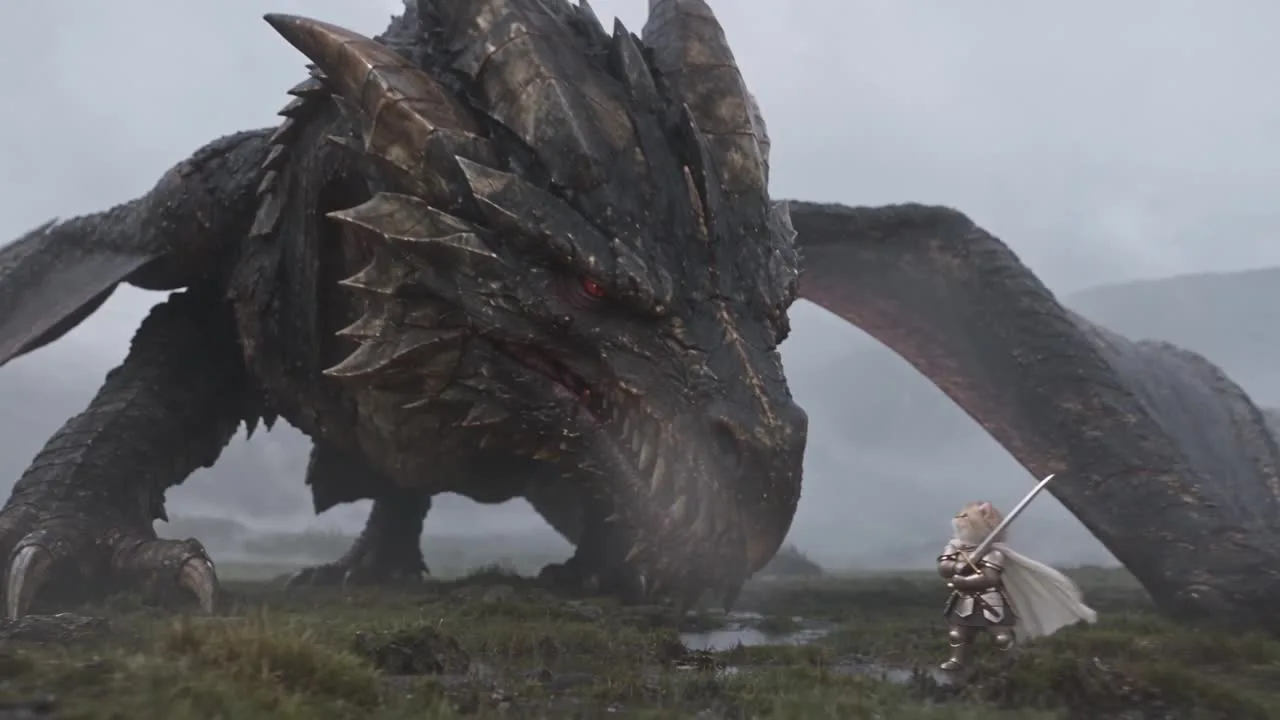 4.6 s — the dragon lowers its head to the kitten.